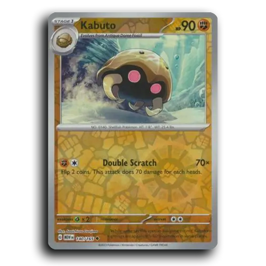 Kabuto 140/165 151 Uncommon Pokemon Card TCG Near Mint NM Reverse Holo