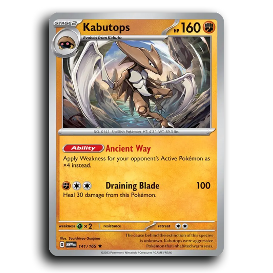 Kabutops 141/165 151 Rare Pokemon Card TCG Near Mint NM Holofoil
