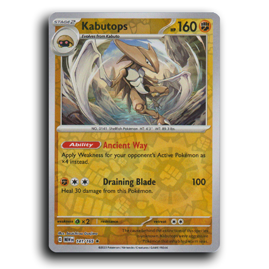 Kabutops 141/165 151 Rare Pokemon Card TCG Near Mint NM Reverse Holo