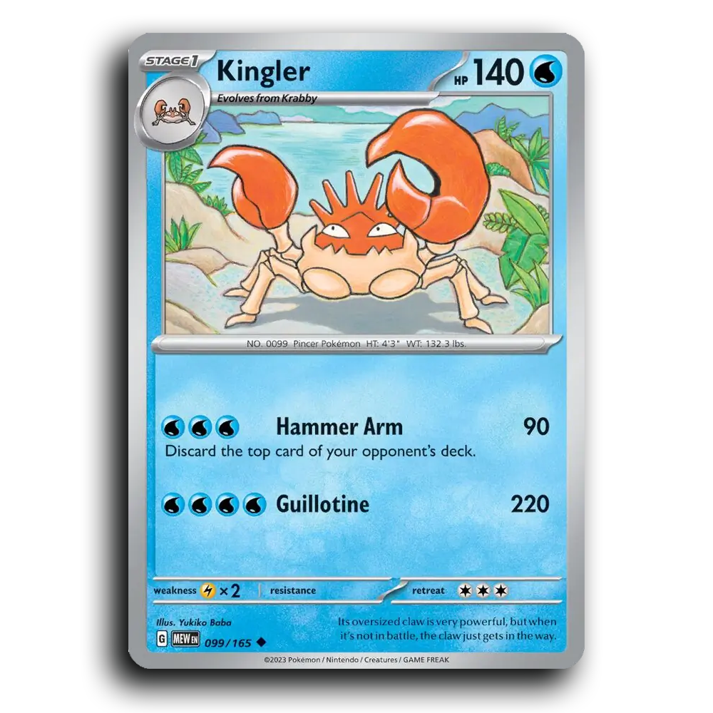 Kingler 099/165 151 Uncommon Pokemon Card TCG Near Mint NM