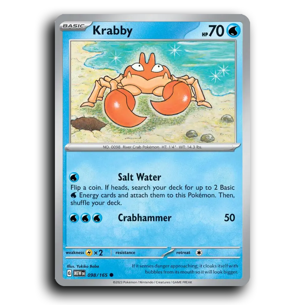 Krabby 098/165 151 Common Pokemon Card TCG Near Mint NM