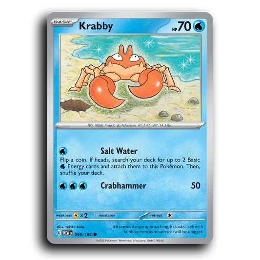 Krabby 098/165 151 Common Pokemon Card TCG Near Mint NM