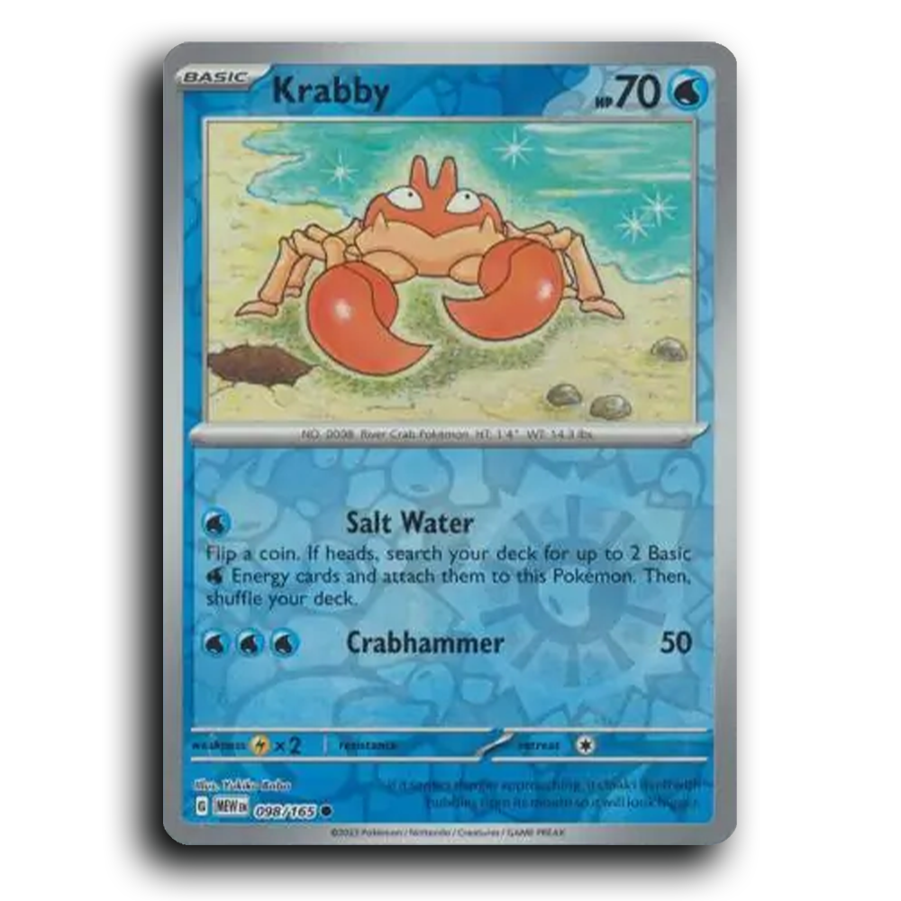 Krabby 098/165 151 Common Pokemon Card TCG Near Mint NM Reverse Holo