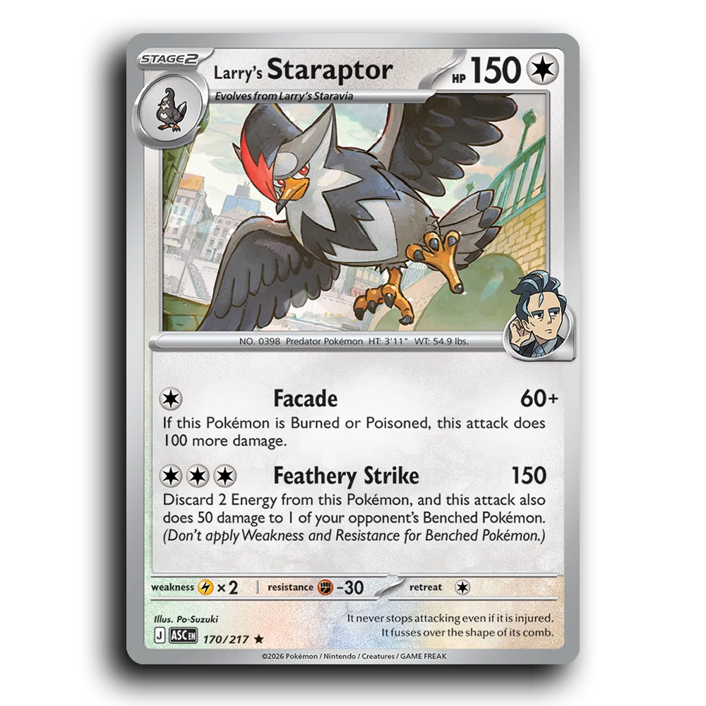 Larry's Staraptor 170/217 Ascended Heroes Rare Pokemon Card TCG Near Mint NM Holofoil