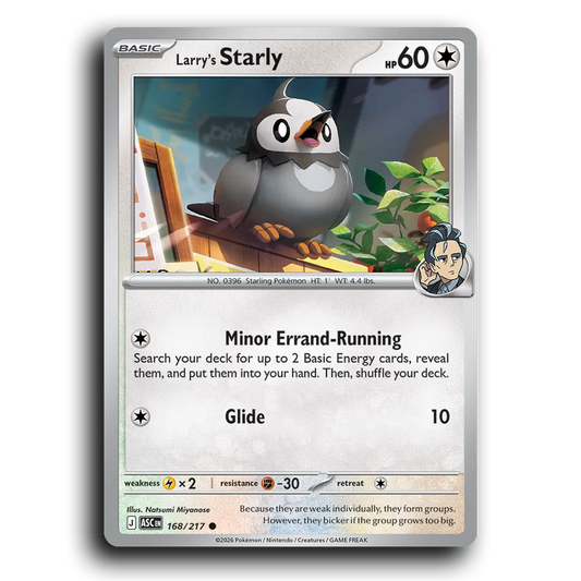 Larry's Starly 168/217 Ascended Heroes Common Pokemon Card TCG Near Mint NM
