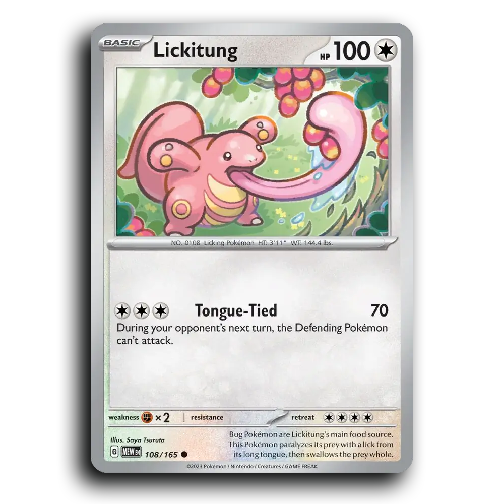 Lickitung 108/165 151 Common Pokemon Card TCG Near Mint NM