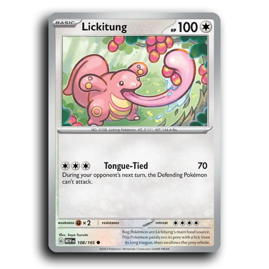 Lickitung 108/165 151 Common Pokemon Card TCG Near Mint NM