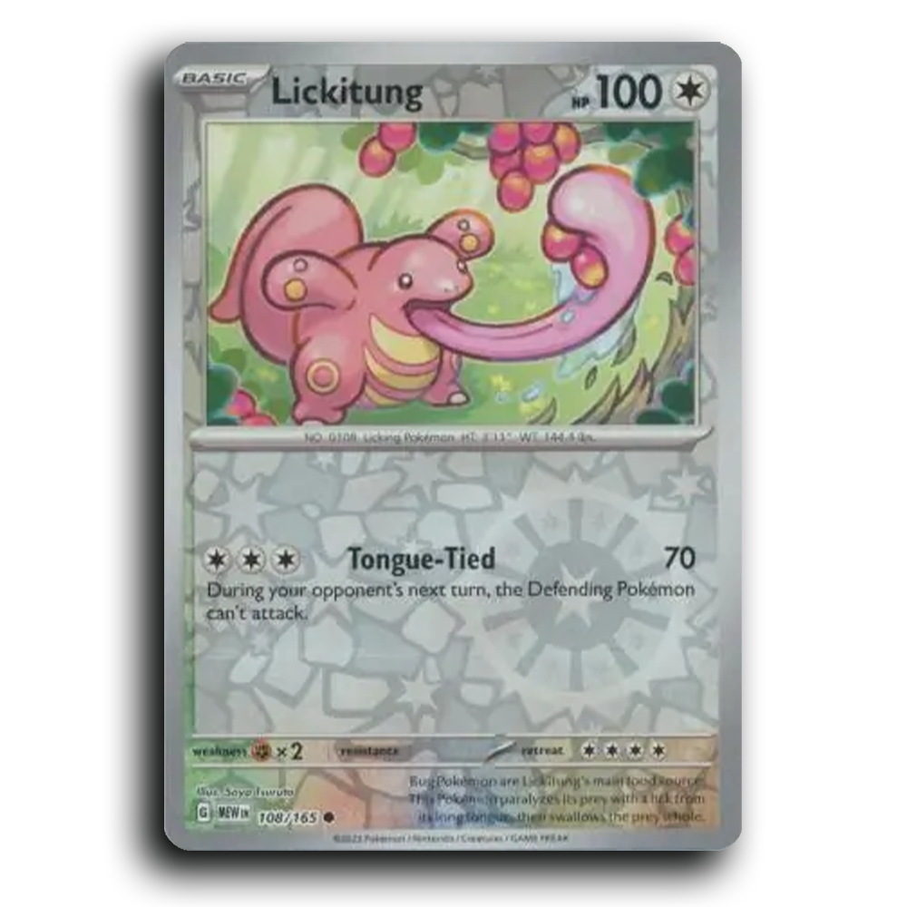 Lickitung 108/165 151 Common Pokemon Card TCG Near Mint NM Reverse Holo