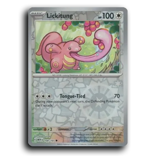 Lickitung 108/165 151 Common Pokemon Card TCG Near Mint NM Reverse Holo
