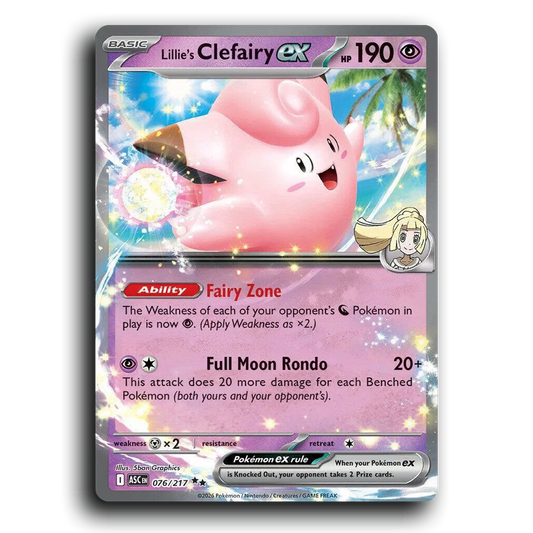 Lillie's Clefairy ex 076/217 Ascended Heroes Double Rare Pokemon Card TCG Near Mint NM Holofoil
