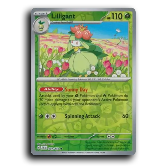 Lilligant Journey Together 007/159 Common Reverse Holo Near Mint Pokemon Card TCG