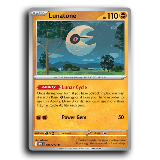 Lunatone 105/217 Ascended Heroes Rare Pokemon Card TCG Near Mint NM Holofoil