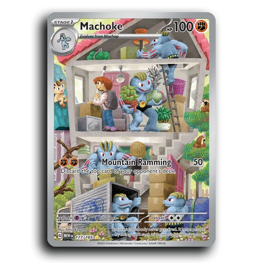 Machoke 177/165 151 Illustration Rare Pokemon Card TCG Near Mint NM Holofoil