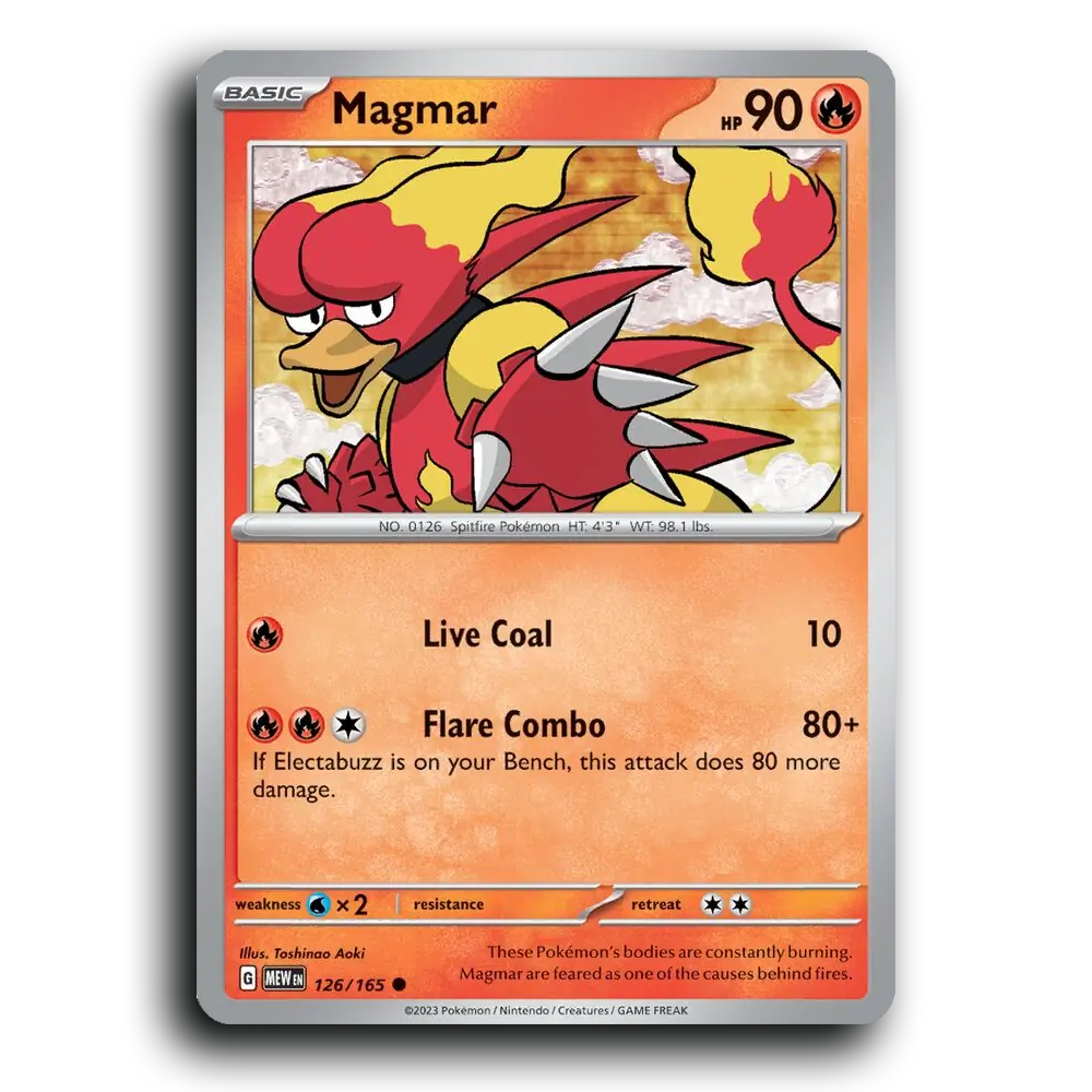 Magmar 126/165 151 Common Pokemon Card TCG Near Mint NM