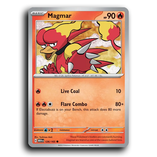 Magmar 126/165 151 Common Pokemon Card TCG Near Mint NM