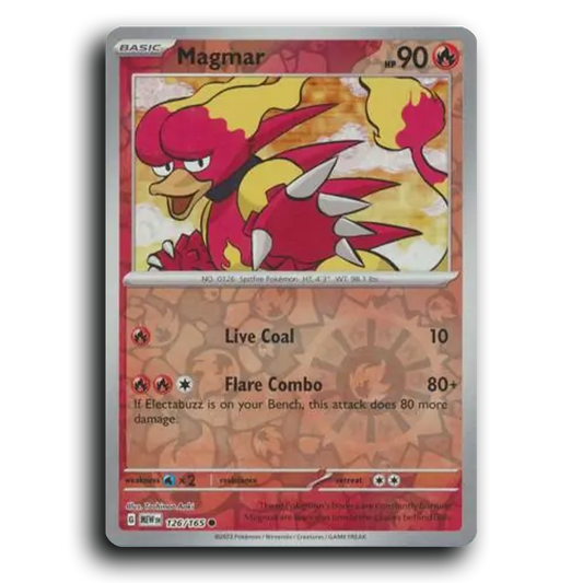 Magmar 126/165 151 Common Pokemon Card TCG Near Mint NM Reverse Holo