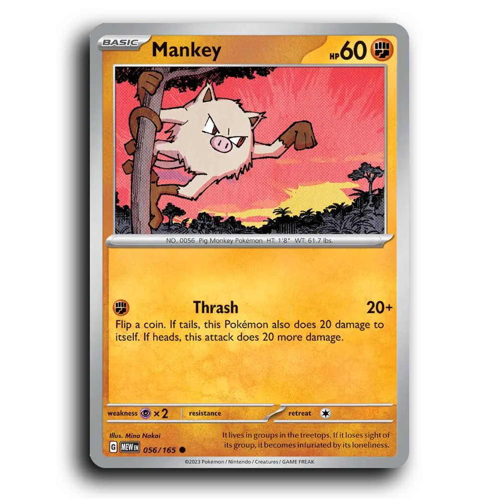 Mankey 056/165 151 Common Pokemon Card TCG