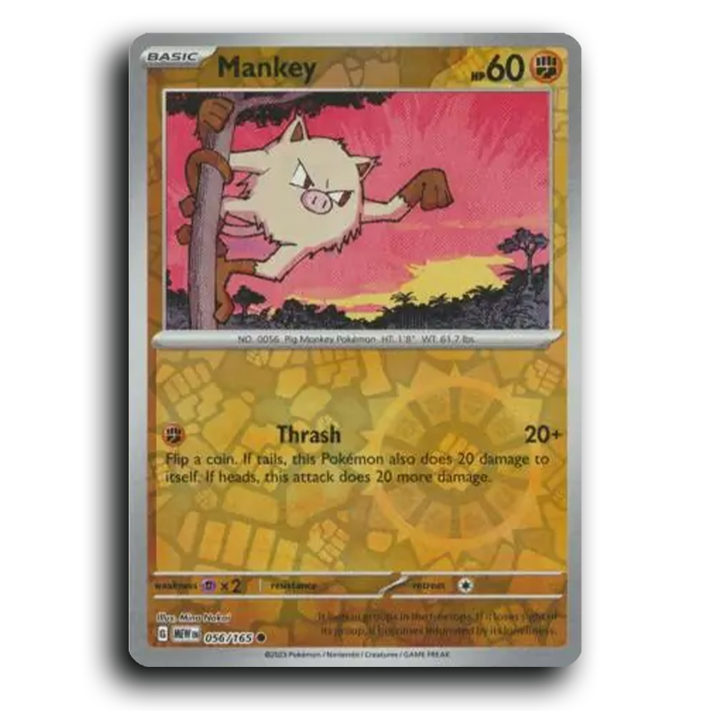 Mankey 056/165 151 Common Pokemon Card TCG Reverse Holo