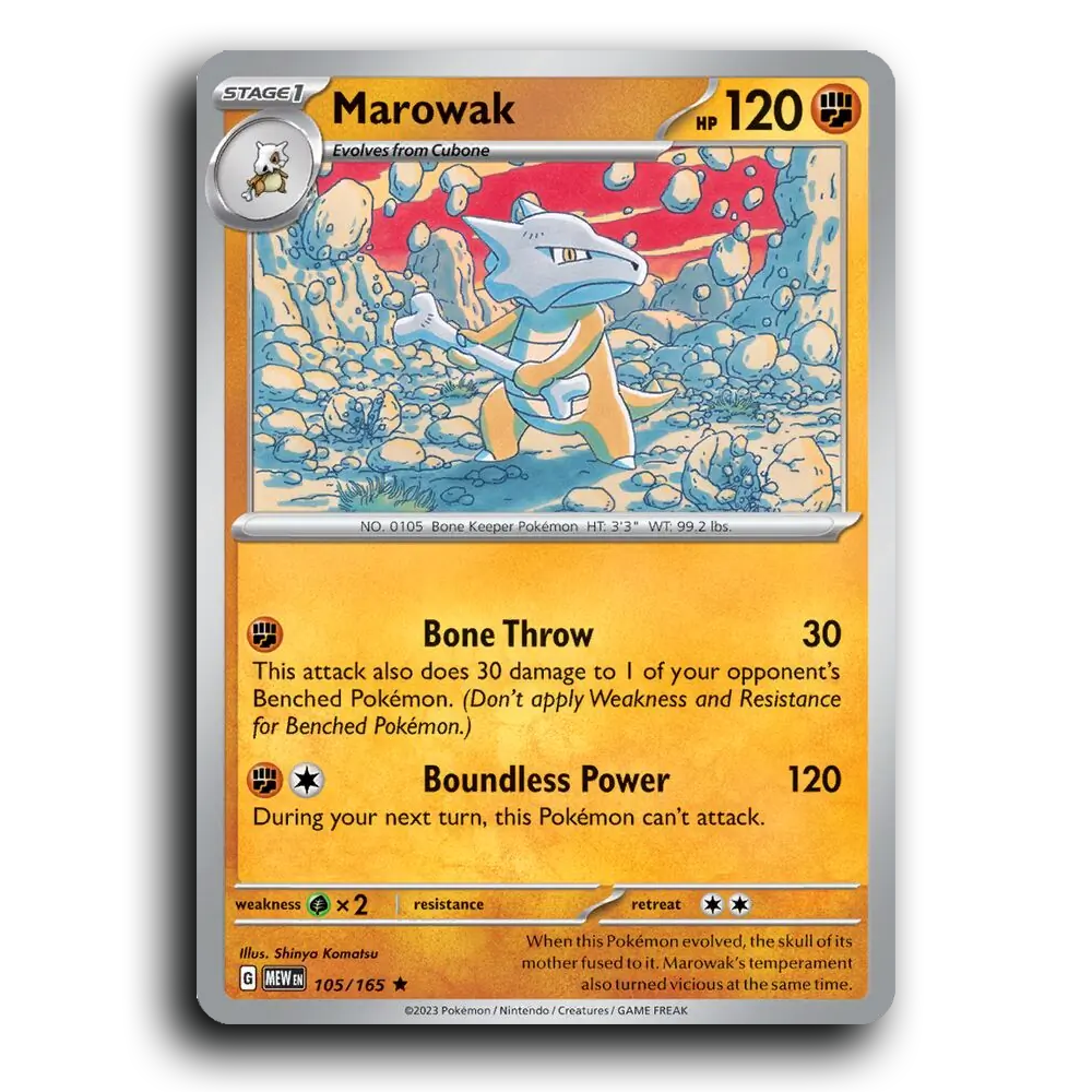 Marowak 105/165 151 Rare Pokemon Card TCG Near Mint NM