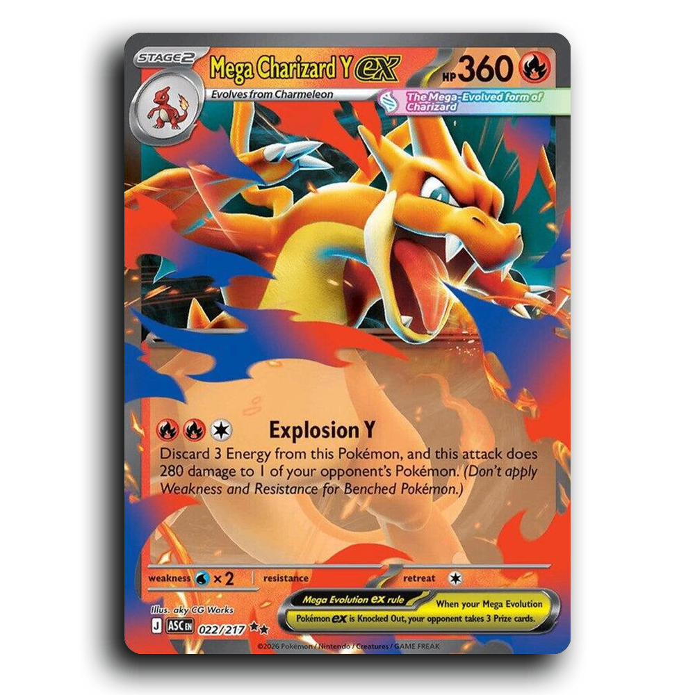Mega Charizard Y ex 022/217 Ascended Heroes Double Rare Pokemon Card TCG Near Mint NM