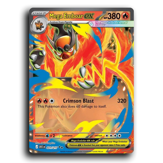 Mega Emboar ex 031/217 Ascended Heroes Double Rare Pokemon Card TCG Near Mint NM
