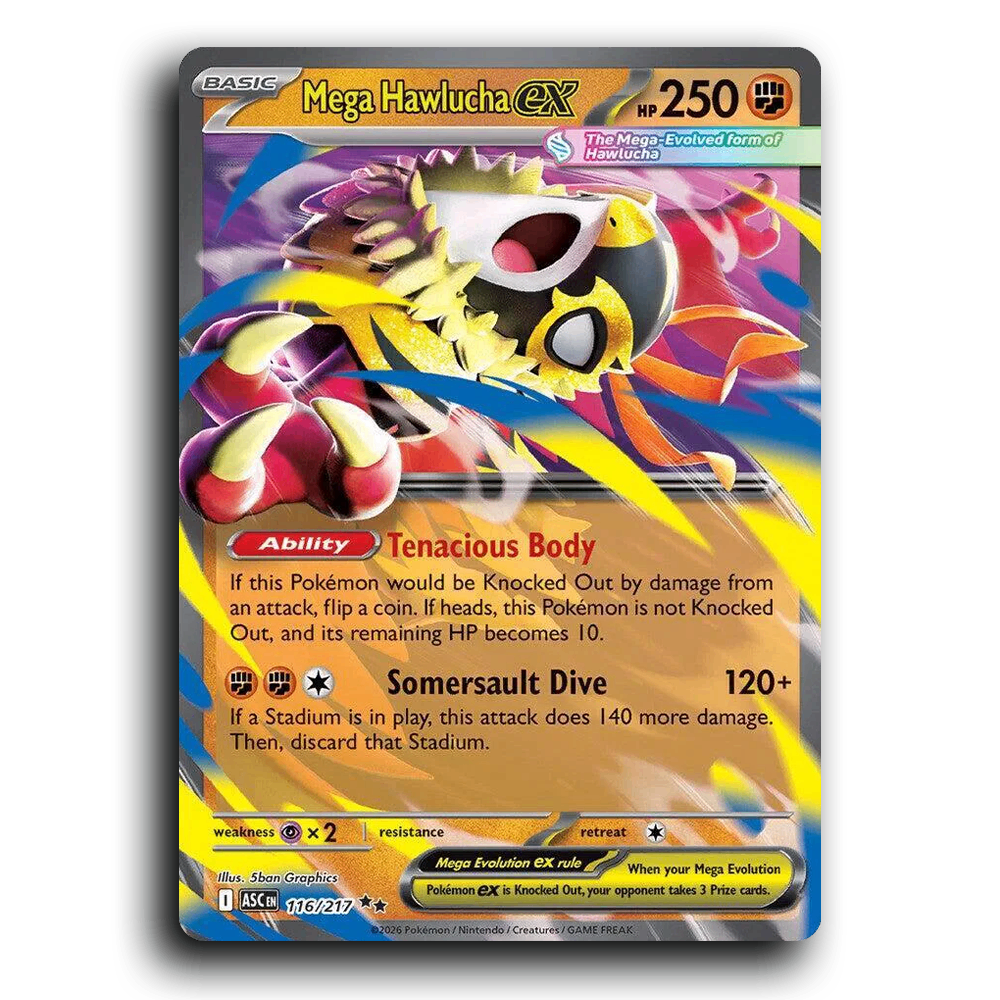 Mega Hawlucha ex 116/217 Ascended Heroes Double Rare Pokemon Card TCG Near Mint NM Holofoil