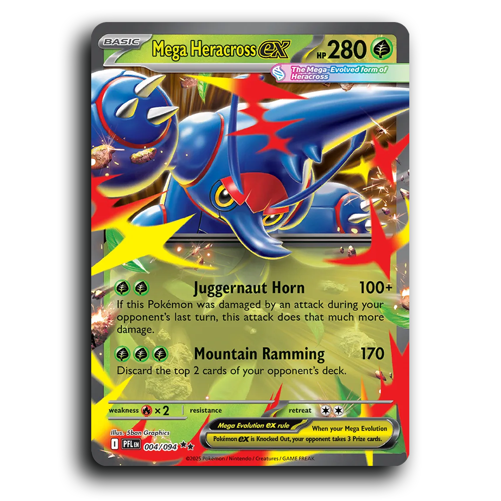 Mega Heracross ex (004/094) [Phantasmal Flames] Double Rare Pokemon Card TCG Near Mint NM Holofoil