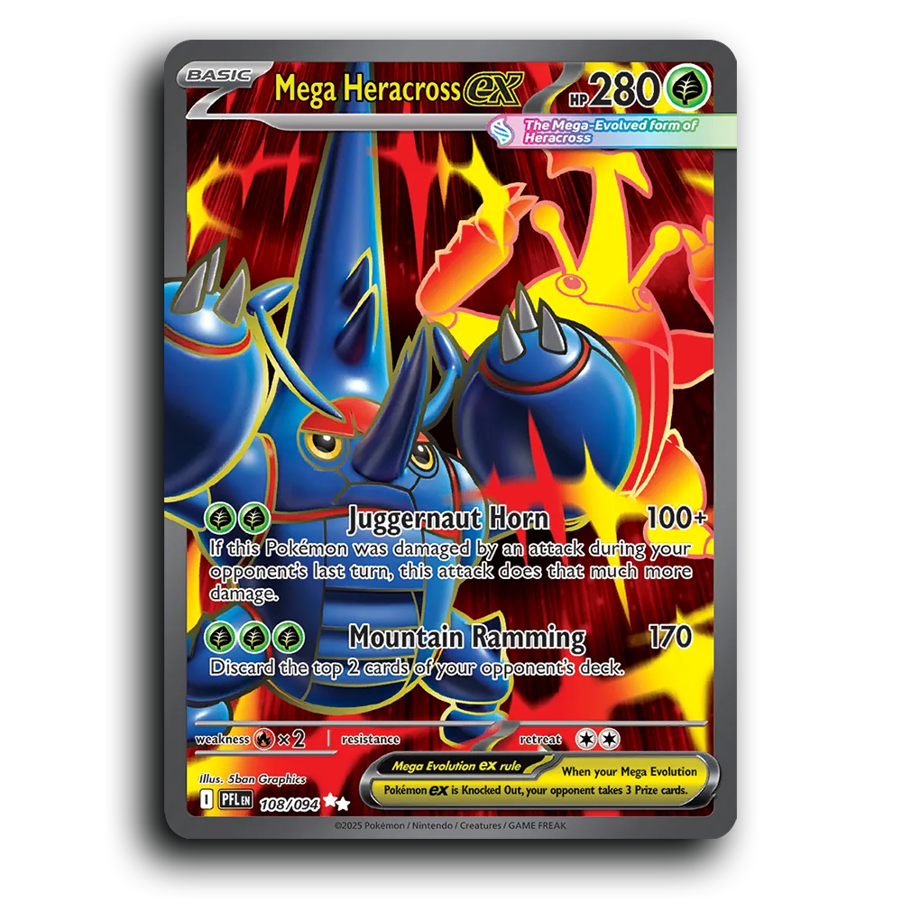 Mega Heracross ex (108/094) [Phantasmal Flames] Ultra Rare Pokemon Card TCG Near Mint NM Holofoil
