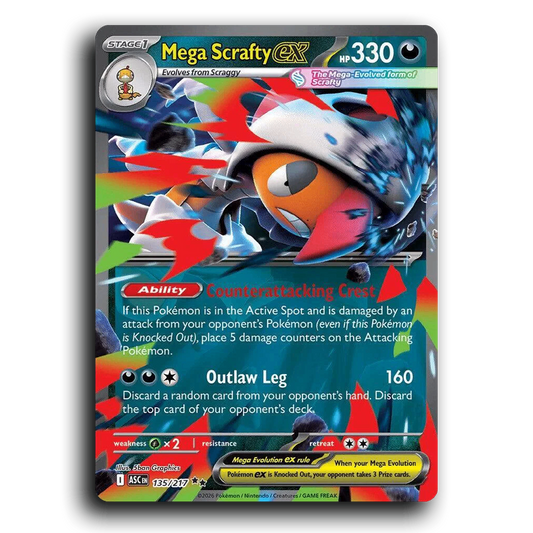 Mega Scrafty ex 135/217 Ascended Heroes Double Rare Pokemon Card TCG Near Mint NM Holofoil