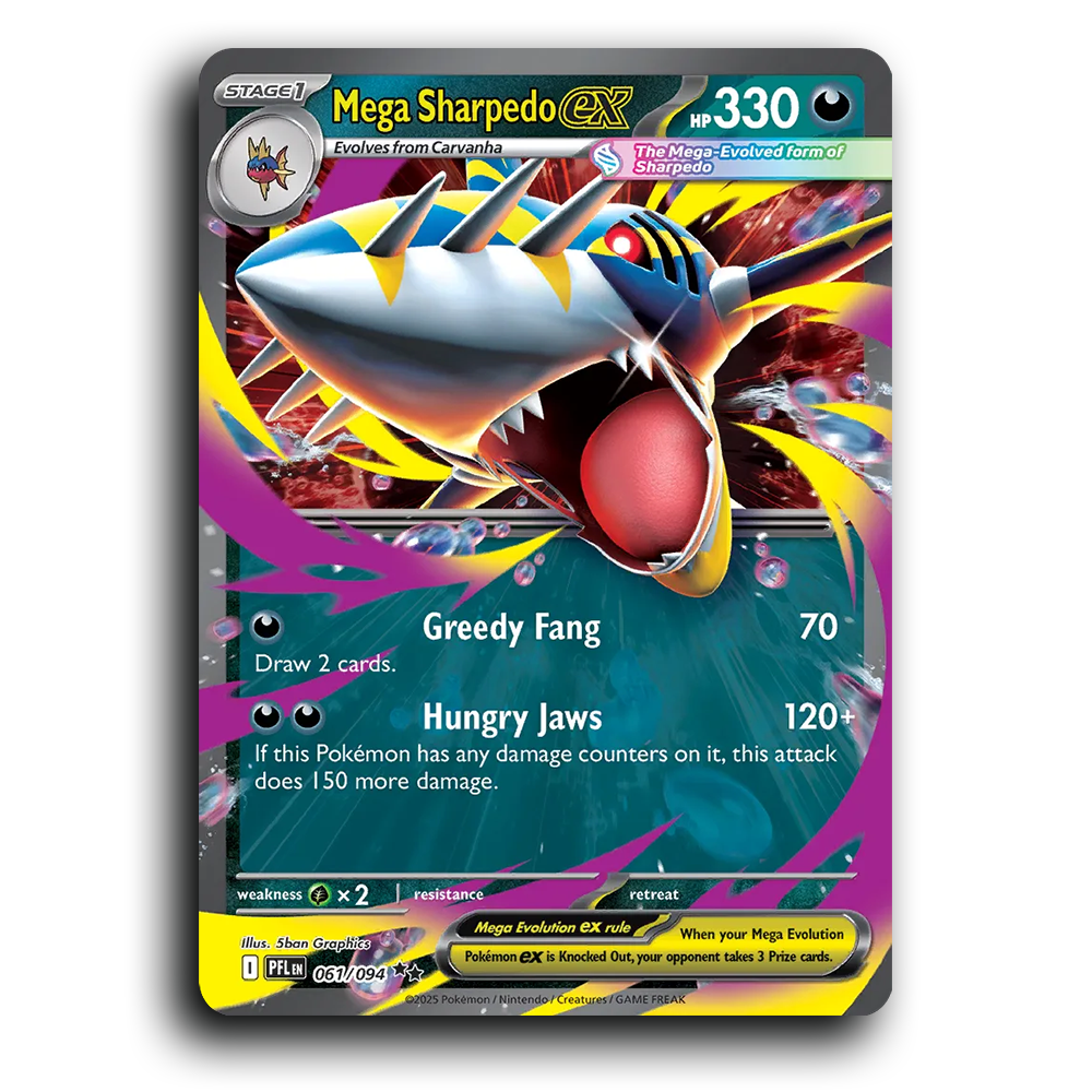 Mega Sharpedo ex (061/094) [Phantasmal Flames] Double Rare Pokemon Card TCG Near Mint NM Holofoil