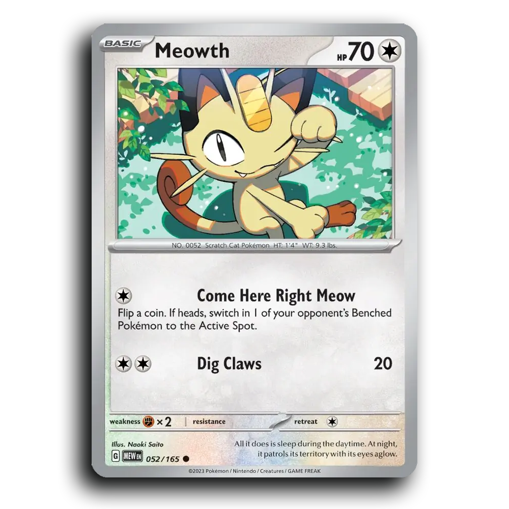 Meowth 052/165 151 Common Pokemon Card TCG