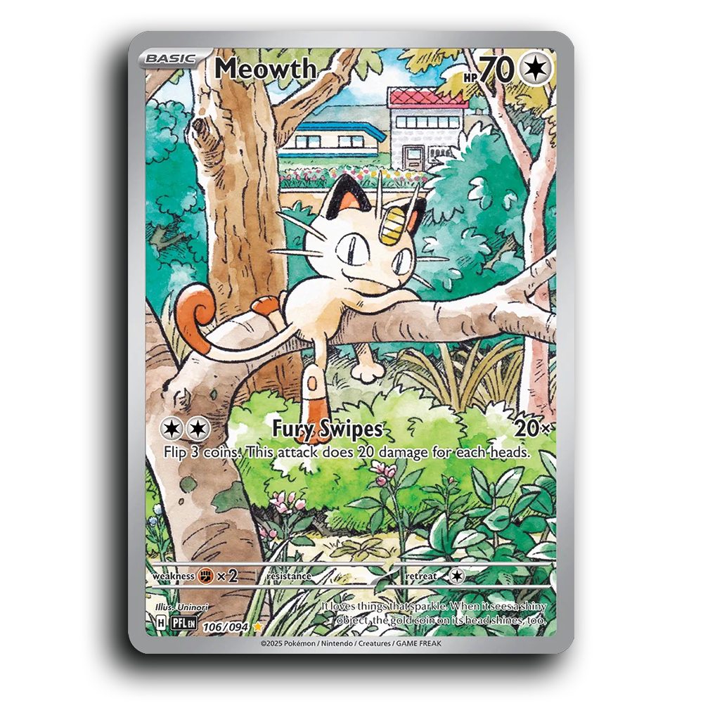 Meowth (106/094) [Phantasmal Flames] Illustration Rare Pokemon Card TCG Near Mint NM Holofoil