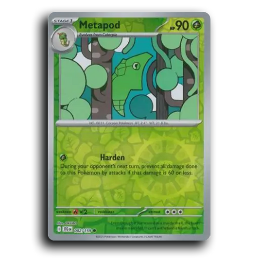 Metapod Journey Together 002/159 Common Reverse Holo Near Mint Pokemon Card TCG