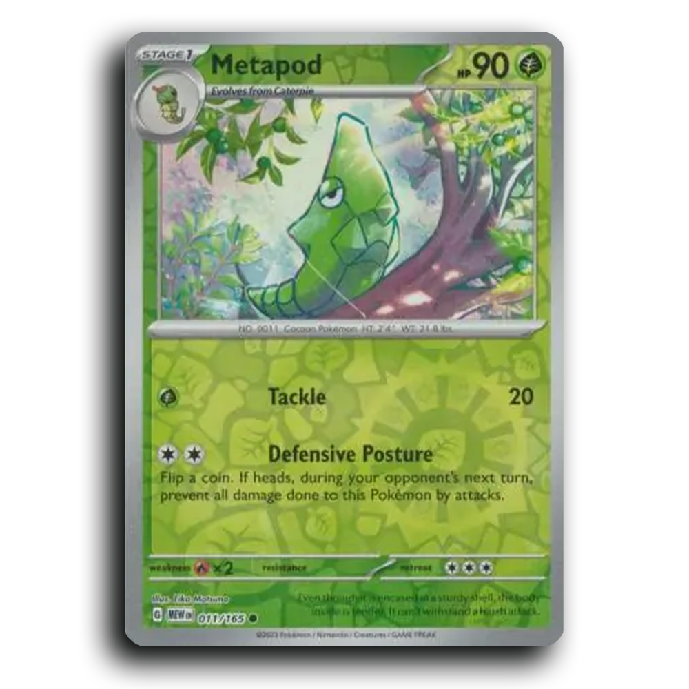 Metapod 011/165 151 Common Pokemon Card TCG Reverse Holo