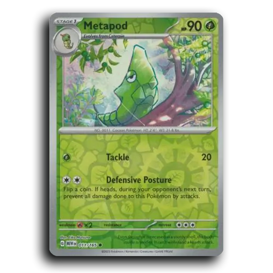 Metapod 011/165 151 Common Pokemon Card TCG Reverse Holo