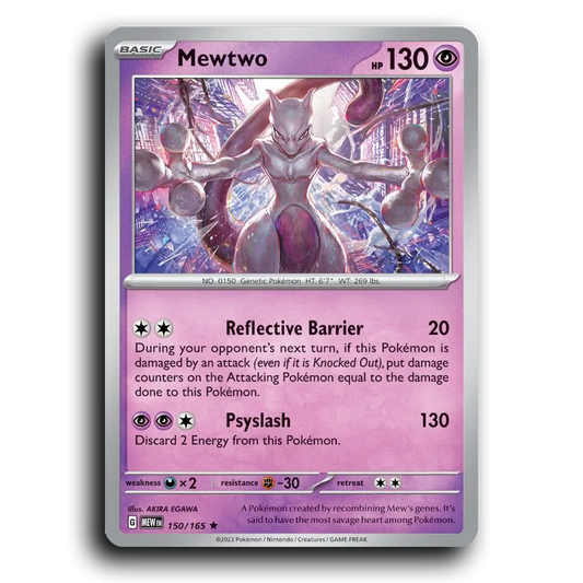 Mewtwo 150/165 151 Rare Pokemon Card TCG Near Mint NM Holofoil