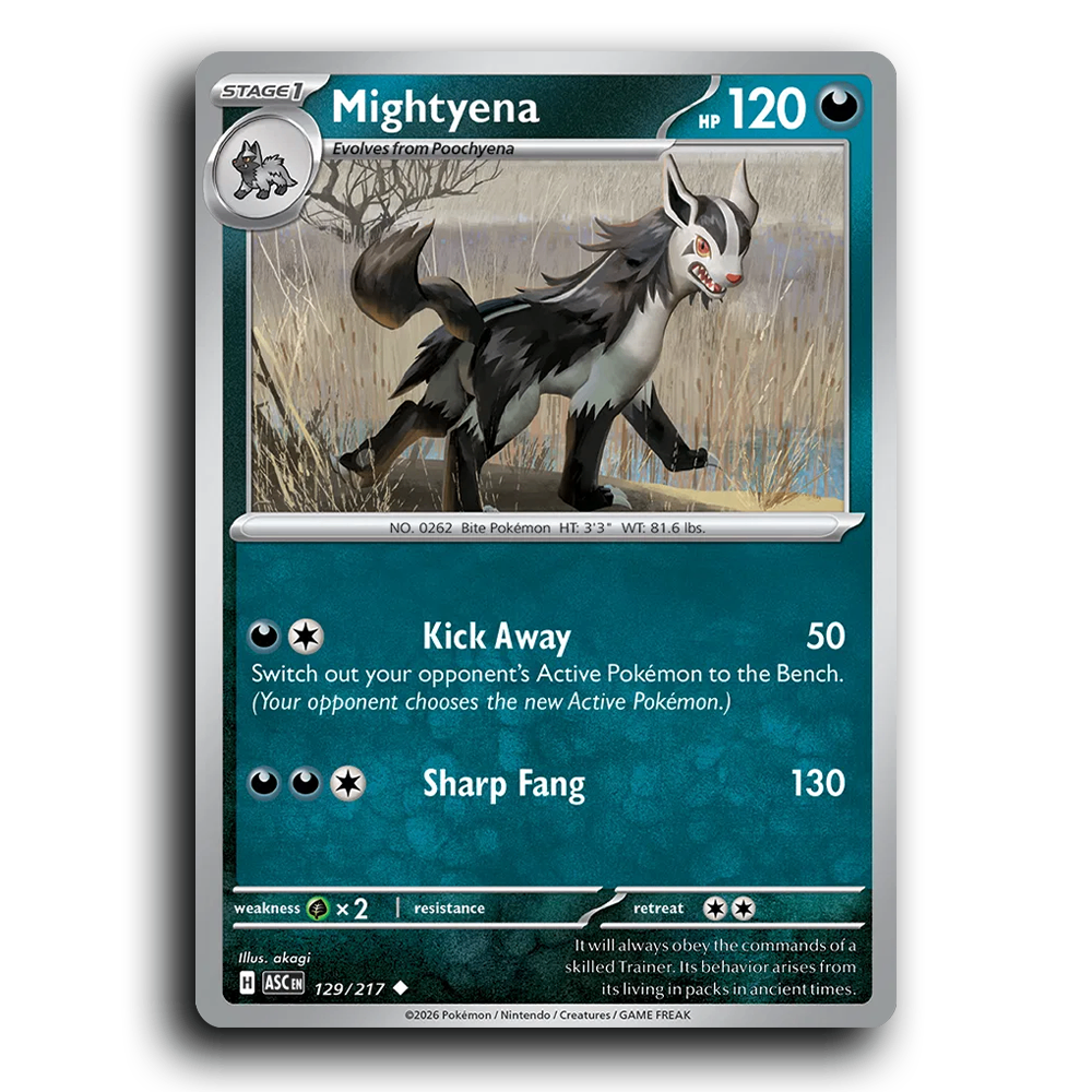 Mightyena 129/217 Ascended Heroes Uncommon Pokemon Card TCG Near Mint NM