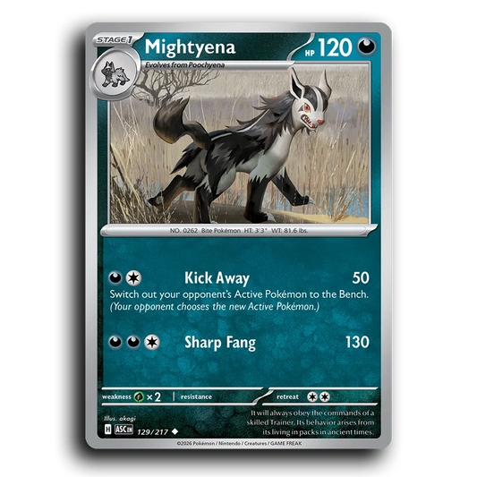 Mightyena 129/217 Ascended Heroes Uncommon Pokemon Card TCG Near Mint NM