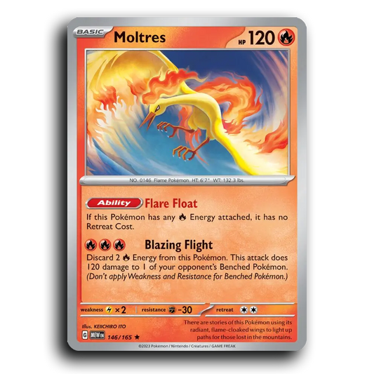 Moltres 146/165 151 Rare Pokemon Card TCG Near Mint NM Holofoil
