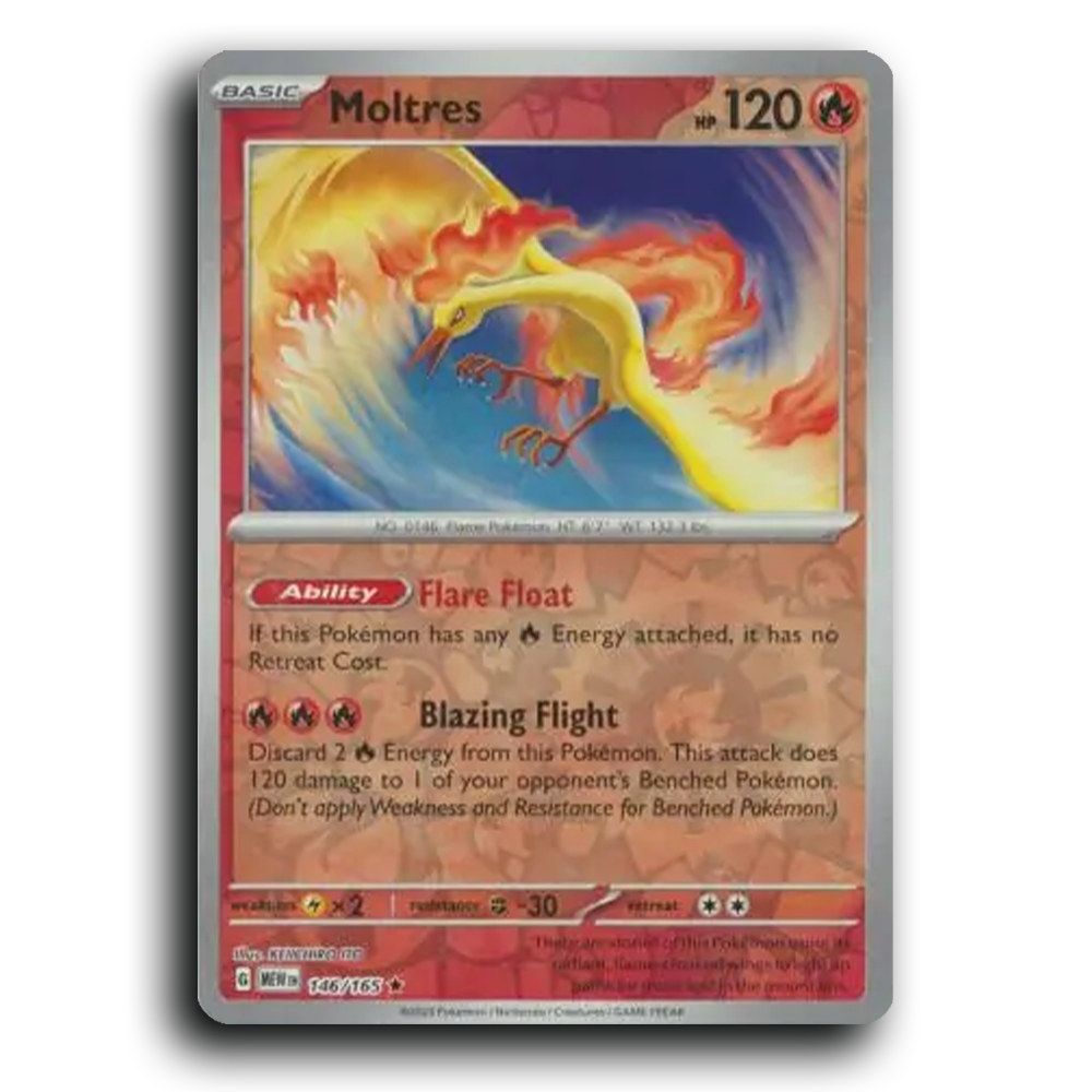 Moltres 146/165 151 Rare Pokemon Card TCG Near Mint NM Reverse Holo