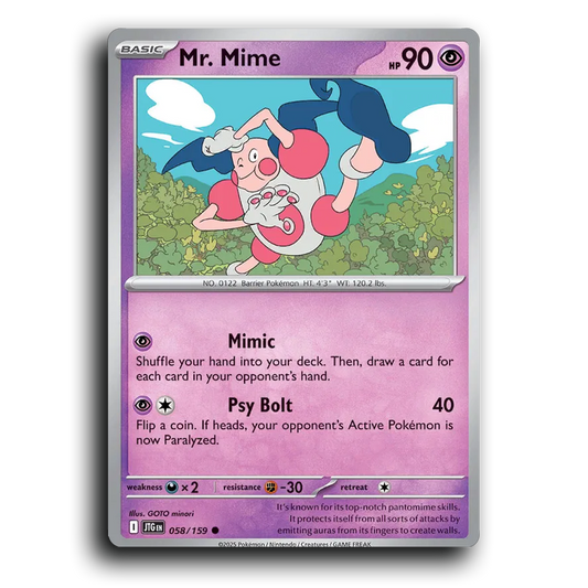 Mr. Mime 058/159 Journey Together Common Pokemon Card TCG