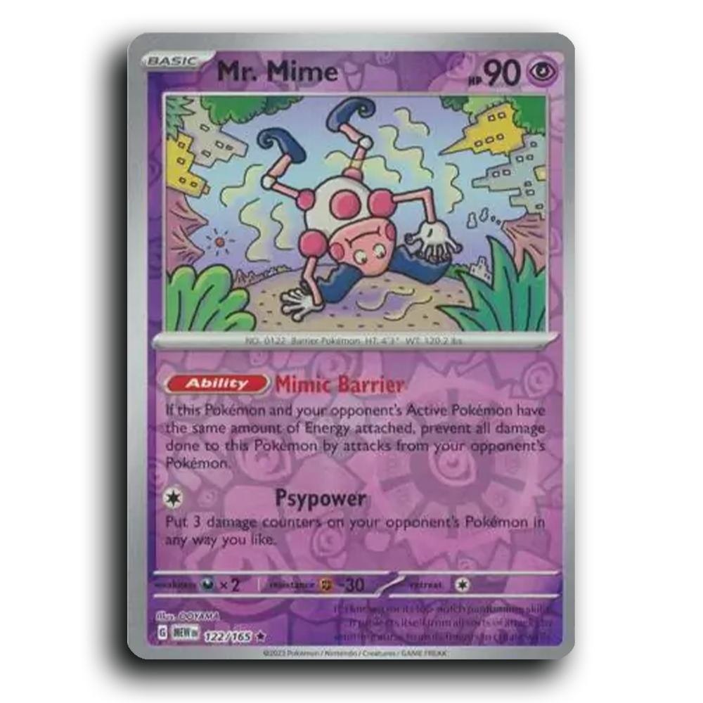 Mr. Mime 122/165 151 Rare Pokemon Card TCG Near Mint NM Reverse Holo
