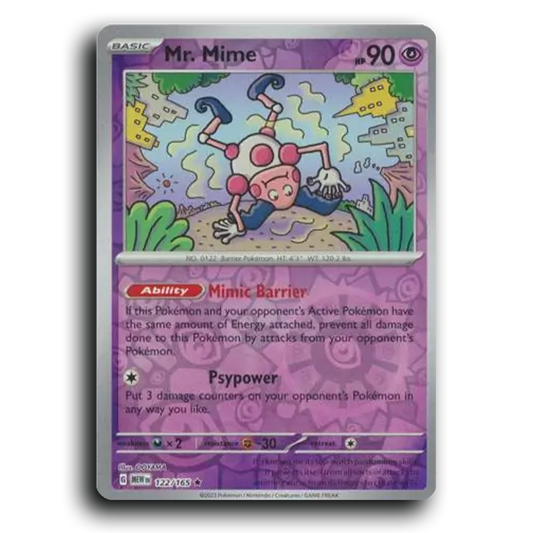 Mr. Mime 122/165 151 Rare Pokemon Card TCG Near Mint NM Reverse Holo