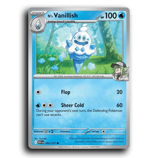 N's Vanillish 050/217 Ascended Heroes Common Pokemon Card TCG Near Mint NM