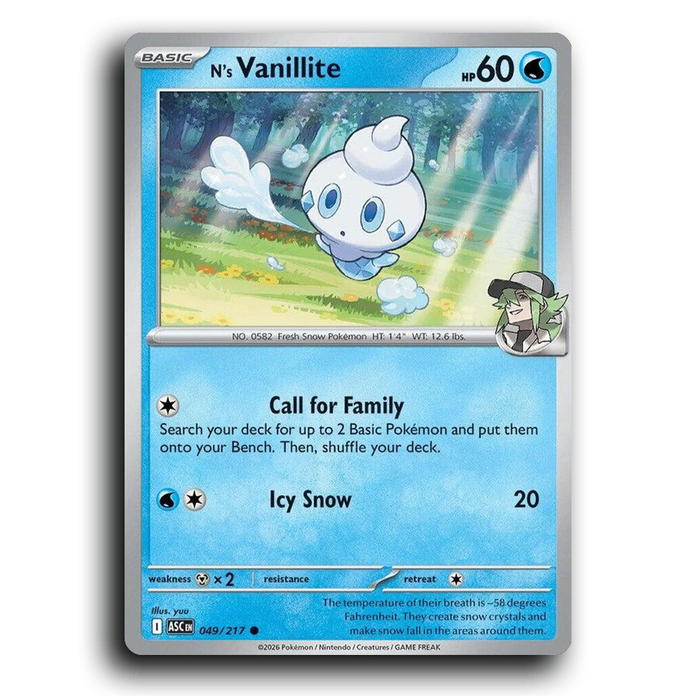 N's Vanillite 049/217 Ascended Heroes Common Pokemon Card TCG Near Mint NM