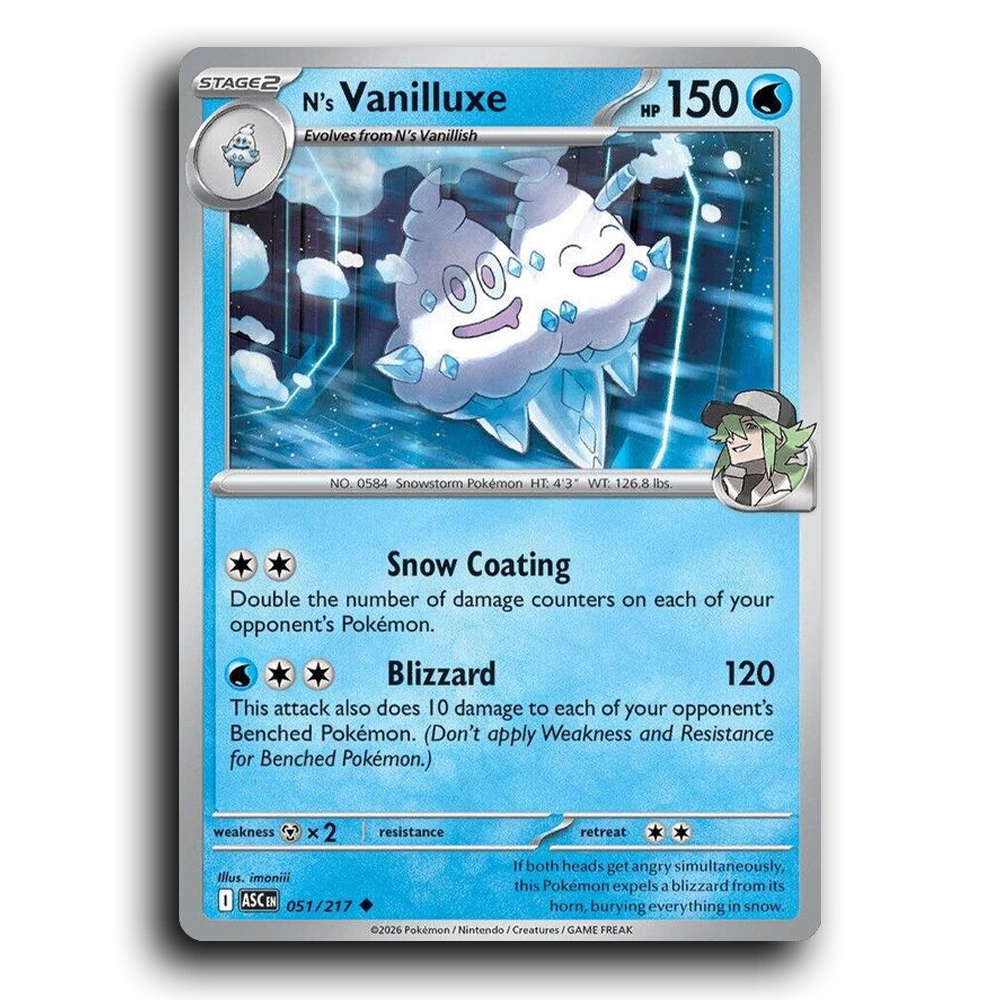 N's Vanilluxe 051/217 Ascended Heroes Uncommon Pokemon Card TCG Near Mint NM