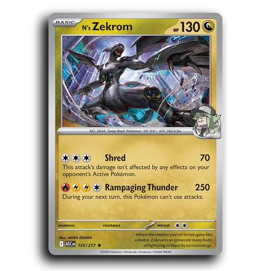 N's Zekrom 155/217 Ascended Heroes Rare Pokemon Card TCG Near Mint NM Holofoil