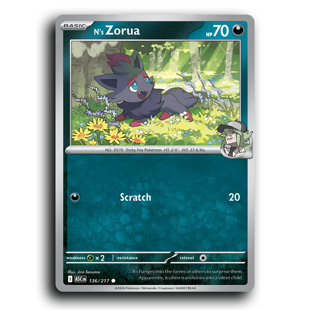N's Zorua 136/217 Ascended Heroes Common Pokemon Card TCG Near Mint NM