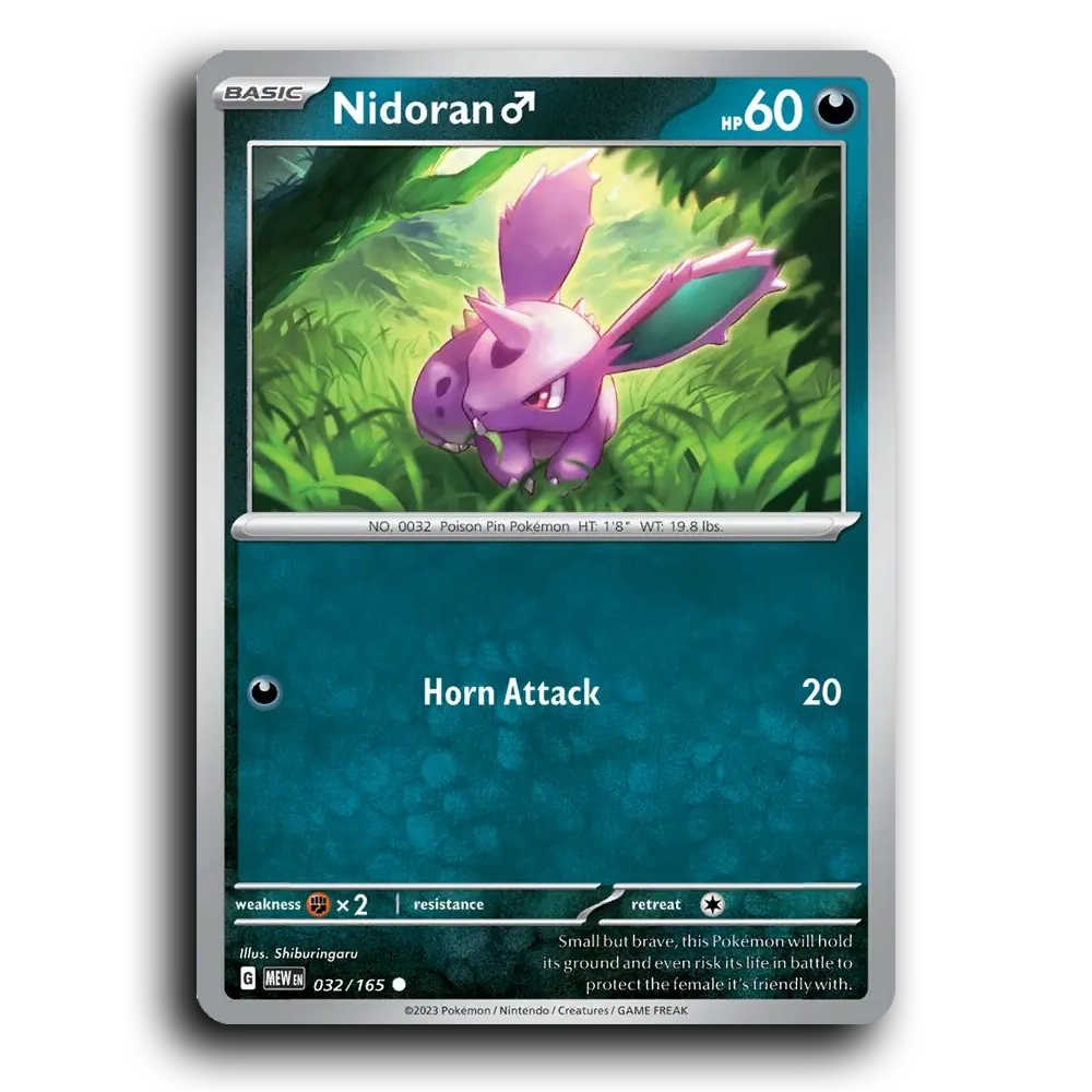Nidoran M 032/165 151 Common Pokemon Card TCG