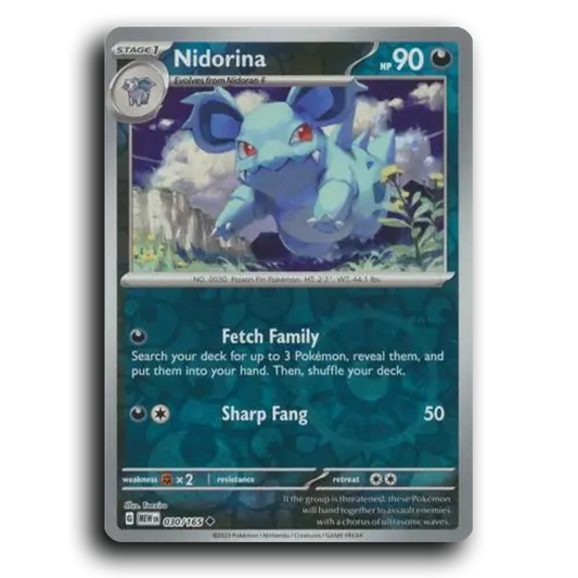 Nidorina 030/165 151 Uncommon Pokemon Card TCG Reverse Holo